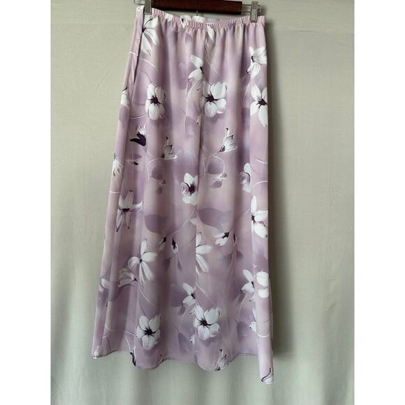 Y2K 90s Vintage Light Purple Floral Midi Skirt Size Small Medium Fashion Bug - Picture 1 of 4